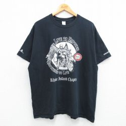 XL★古着 半袖 Tシャツ メンズ バイク スケルトン コットン クルーネック 黒 ブラック 25jun18 中古