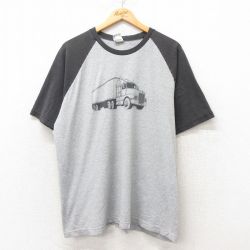 【20%OFF】XL★古着 オールドネイビー OLD NAVY 半袖 ビンテージ Tシャツ メンズ 00年代 00s トラック 大きいサイズ ツートンカラー クルーネック グレー 霜降り 25jun19 中古