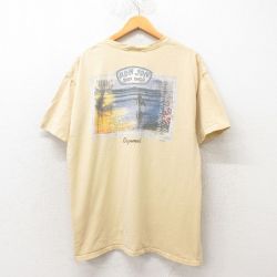 XL★古着 ロンジョン 半袖 ビンテージ Tシャツ メンズ 00年代 00s コズメル 大きいサイズ コットン クルーネック 薄黄 イエロー 25jun19 中古