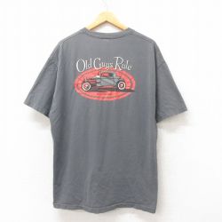 XL★古着 半袖 Tシャツ メンズ ホットロッド HOT ROD コットン クルーネック グレー 25jun19 中古