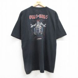 XL★古着 ビッグドッグス 半袖 Tシャツ メンズ バイク クルーネック 黒 ブラック 25jul04 中古
