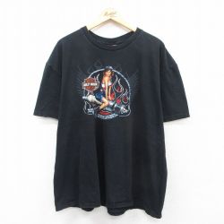 XL★古着 ハーレーダビッドソン Harley Davidson 半袖 ビンテージ Tシャツ メンズ 00年代 00s バイク 女性 大きいサイズ コットン クルーネック 黒 ブラック 【spe】 25jul09 中古