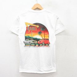 M★古着 半袖 Tシャツ メンズ インアンドアウトバーガー 車 ホットロッド HOT ROD クラシックカー コットン クルーネック 白 ホワイト 25jul09 中古