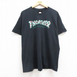 XL★古着 スラッシャー 半袖 Tシャツ メンズ ビッグロゴ 大きいサイズ コットン クルーネック 黒 ブラック 25jul12 中古