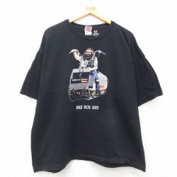XL★古着 半袖 Tシャツ メンズ バイク 電車 大きいサイズ コットン クルーネック USA製 黒 ブラック 25jul14 中古