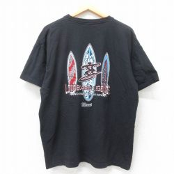 XL★古着 半袖 ビンテージ Tシャツ メンズ 00年代 00s サーフィン 大きいサイズ コットン クルーネック 黒 ブラック 25jul14 中古