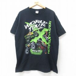 【50%OFF】XL★古着 半袖 ビンテージ Tシャツ メンズ 00年代 00s MONSTER X TOUR コットン クルーネック 黒 ブラック 25jul14 中古