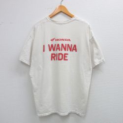 XL★古着 半袖 ビンテージ Tシャツ メンズ 00年代 00s ホンダ HONDA 大きいサイズ コットン クルーネック 白 ホワイト 25jul14 中古