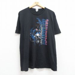 XL★古着 半袖 Tシャツ メンズ バイク クルーネック 黒 ブラック 25jul19 中古
