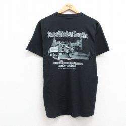 M★古着 半袖 ビンテージ Tシャツ メンズ 00年代 00s トラック クルーネック 黒 ブラック 25jul19 中古