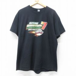 XL★古着 半袖 Tシャツ メンズ OUTLAW ARMAGEDON コットン クルーネック 黒 ブラック 25jul25 中古