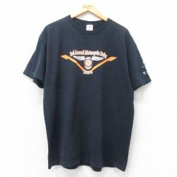 XL★古着 フルーツオブザルーム 半袖 ビンテージ Tシャツ メンズ 00年代 00s モーターサイクル コットン クルーネック 黒 ブラック 25jul25 中古