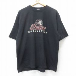 XL★古着 半袖 ビンテージ Tシャツ メンズ 00年代 00s インディアン モーターサイクル コットン クルーネック カナダ製 黒 ブラック 【spe】 25jul25 中古