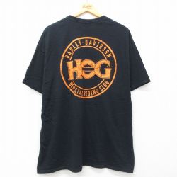 XL★古着 半袖 Tシャツ メンズ ハーレーダビッドソン Harley Davidson HOG 大きいサイズ クルーネック 黒 ブラック 【spe】 25jul26 中古