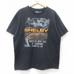 XL★古着 半袖 Tシャツ メンズ SHELBY コットン クルーネック 黒 ブラック 25jul26 中古