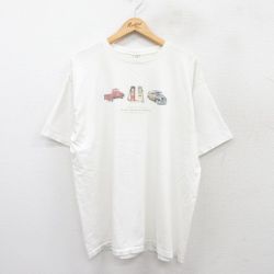 XL★古着 ギャップ GAP 半袖 ビンテージ Tシャツ メンズ 90年代 90s ガソリンスタンド 大きいサイズ コットン クルーネック USA製 白 ホワイト 25jul26 中古