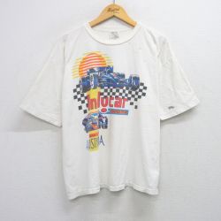 90s 半袖Tシャツ レーシングカー ホワイト XL | 古着