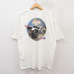 XL★古着 半袖 ビンテージ Tシャツ メンズ 00年代 00s バイク 大きいサイズ コットン クルーネック 白 ホワイト 25jul29 中古