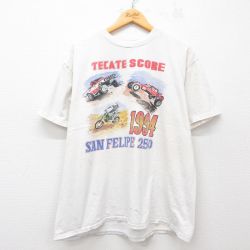 XL★古着 オニータ ONEITA 半袖 ビンテージ Tシャツ メンズ 90年代 90s TECATE SCORE ネバダ ラスベガス コットン クルーネック 白 ホワイト 【spe】 25jul31 中古