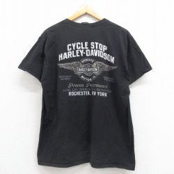 XL★古着 ハーレーダビッドソン Harley Davidson 半袖 Tシャツ メンズ モーターオイル コットン クルーネック 黒 ブラック 【spe】 25aug05 中古