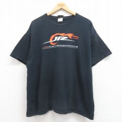 XL★古着 半袖 ビンテージ Tシャツ メンズ 00年代 00s モータースポーツ 大きいサイズ コットン クルーネック 黒 ブラック 25aug05 中古