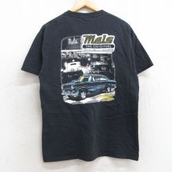 M★古着 半袖 ビンテージ Tシャツ メンズ 00年代 00s 車 Mels コットン クルーネック 黒 ブラック 25aug07 中古