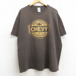 XL★古着 半袖 ビンテージ Tシャツ メンズ 00年代 00s シボレー コットン クルーネック 茶 ブラウン 25aug07 中古