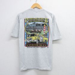 90s 半袖Tシャツ 消防車 グレー XL | 古着