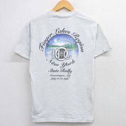 M★古着 半袖 ビンテージ Tシャツ メンズ 90年代 90s ハーレーダビッドソン Harley Davidson ニューヨーク クルーネック 薄グレー 霜降り 25aug21 中古