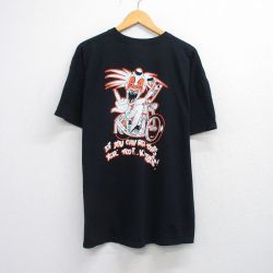 【50%OFF】XL★古着 フルーツオブザルーム 半袖 ビンテージ Tシャツ メンズ 00年代 00s バイク ピエロ 大きいサイズ コットン クルーネック 黒 ブラック 25aug21 中古