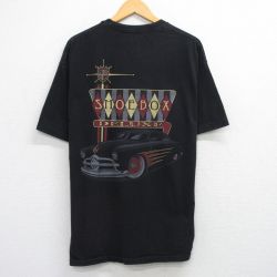 【50%OFF】XL★古着 半袖 Tシャツ メンズ 車 SHOEBOX 大きいサイズ コットン クルーネック 黒 ブラック 25aug21 中古