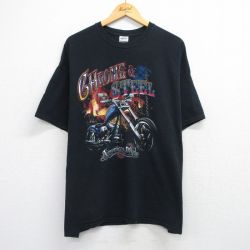 XL★古着 半袖 ビンテージ Tシャツ メンズ 00年代 00s 尾悪 CHROME&STEEL 大きいサイズ コットン クルーネック 黒 ブラック 25aug21 中古