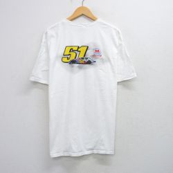【50%OFF】XL★古着 ヘインズ Hanes 半袖 ビンテージ Tシャツ メンズ 00年代 00s レーシングカー 51 大きいサイズ コットン クルーネック 白 ホワイト 25aug21 中古