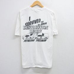 【50%OFF】XL★古着 ヘインズ Hanes 半袖 ビンテージ Tシャツ メンズ 00年代 00s レーシングカー コットン クルーネック 白 ホワイト 25aug21 中古