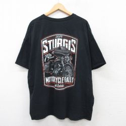 XL★古着 半袖 Tシャツ メンズ バイク スタージス 大きいサイズ コットン クルーネック 黒 ブラック 25aug22 中古