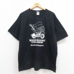 【50%OFF】XL★古着 半袖 ビンテージ Tシャツ メンズ 00年代 00s バイク 大きいサイズ コットン クルーネック 黒 ブラック 25aug23 中古