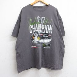 XL★古着 半袖 Tシャツ メンズ NASCAR レーシングカー 大きいサイズ コットン クルーネック 濃グレー 25aug23 中古