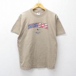 L★古着 ジャージーズ 半袖 ビンテージ Tシャツ メンズ 00年代 00s NASCAR コットン クルーネック ベージュ 26apr08