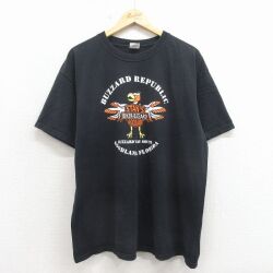XL★古着 半袖 ビンテージ Tシャツ メンズ 00年代 00s バイカー 鳥 コットン クルーネック 黒 26apr18