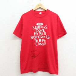 L★古着 スクリーンスターズ 半袖 ビンテージ Tシャツ メンズ 90年代 90s フォード サイン入り クルーネック USA製 赤 26apr18