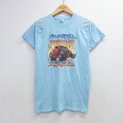 80s 半袖Tシャツ ホットロッド ライトブルー S | 古着