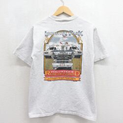 L★古着 半袖 ビンテージ Tシャツ メンズ 90年代 90s レスキュー車 クルーネック USA製 グレー 霜降り 26may27