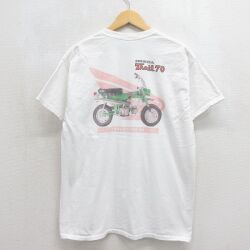 L★古着 半袖 ビンテージ Tシャツ メンズ 00年代 00s ホンダCT70トレイル 胸ポケット付き コットン クルーネック ホワイト【spe】 26may27