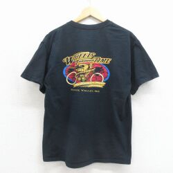 L★古着 半袖 ビンテージ Tシャツ メンズ 00年代 00s バイク コットン クルーネック ブラック 26may27