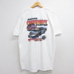 00s 半袖Tシャツ CRANKSHAFTレーシングカー ホワイト XL | 古着