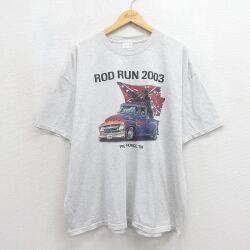 ヘインズ 00s 半袖Tシャツ ホットロッド グレー XL | 古着