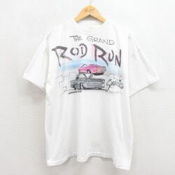 90s 半袖Tシャツ ホットロッドエアブラシ ホワイト XL | 古着