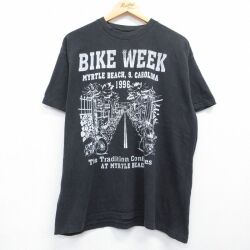 90s 半袖Tシャツ バイク ブラック メンズXL相当 | 古着