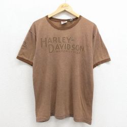 ハーレーダビッドソン 00s 半袖Tシャツ リンガー ブラウン メンズL相当 | 古着