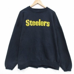 XL★古着 リーボック 長袖 スウェット メンズ 00年代 00s NFL ピッツバーグスティーラーズ 大きいサイズ クルーネック 黒 アメフト スーパーボウル 26jan26